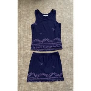 Jerdog golf tennis womans set top and skirt purple preppy athletic small